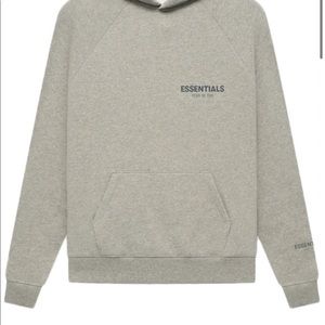 dark heather oatmeal essentials hoodie, mens size xs, has stock x tag